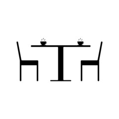 A table in a cafe icon logo