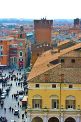 the historic center seen from the Este castle- February Ferrara Italy