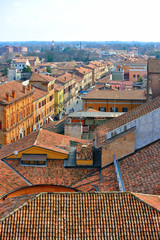 the historic center seen from the Este castle- February Ferrara Italy