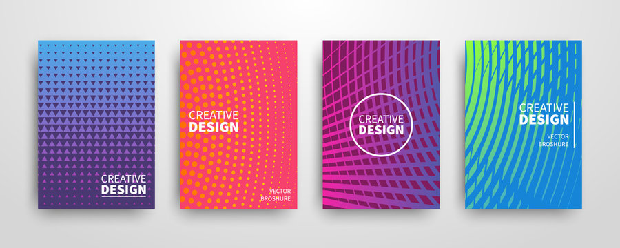 Modern futuristic abstract geometric covers set