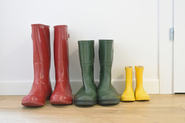 Three pairs of wellingtons