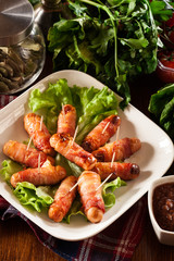 Pigs in blankets on a plate