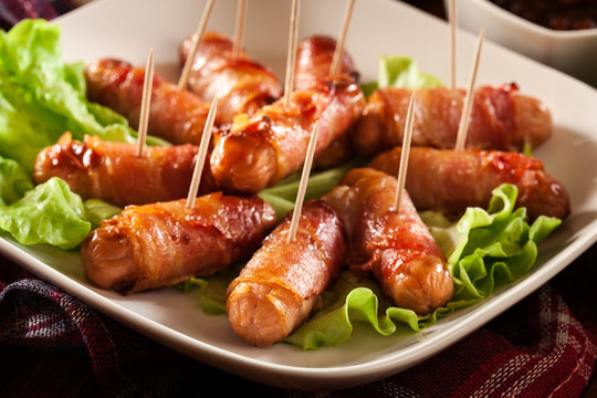 Pigs in blankets on a plate