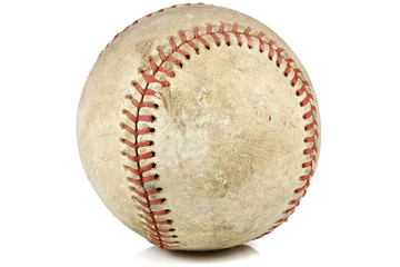 worn baseball isolated on white background