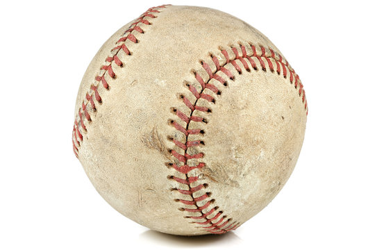 worn baseball isolated on white background