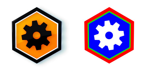 Ikona sześciobok 3D sześciokąt © vempireart