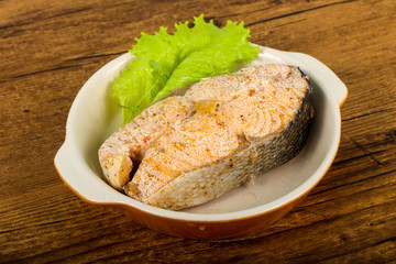 Steamed salmon