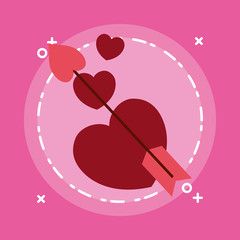 arrowed hearts icon over pink background, colorful design vector illustration