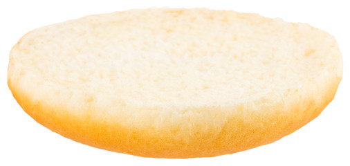 Hamburger bun isolated on white background. Close up