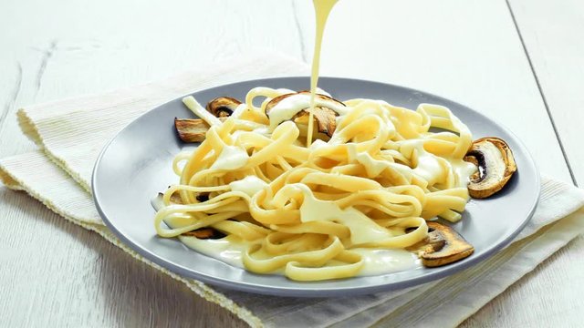 Tagliatelle Pasta with Mushrooms and creamy bechamel sauce