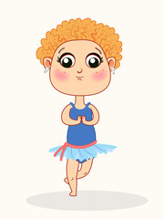Little cartoon ballerina girl dancing