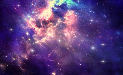 Deep space nebula with stars - obrazy, fototapety, plakaty