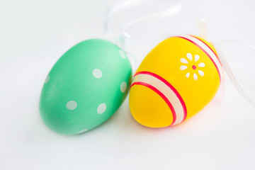 Fototapeta na wymiar Colorful Easter eggs on white background. 