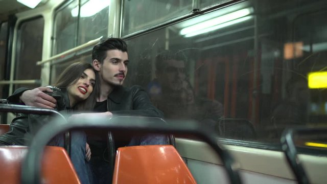 Couple in a tram
