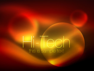 Blurred neon glowing circle, hi-tech modern bubble template, techno glowing glass round shapes or spheres. Geometric abstract background