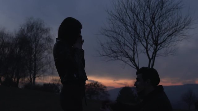 Man proposing to his girlfriend