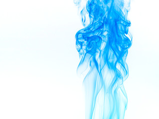 Blue smoke on white background