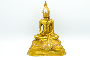 Image of Buddha, isolated on white background ,Buddha statue Buddha image used as amulets of Buddhism religion.
