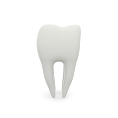 Model of a molar tooth on a white isolated background