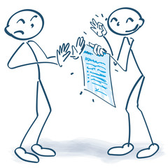 Strichmännchen lehnt einen Vertrag ab und Rückgaberecht