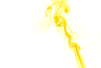 Yellow smoke on white background