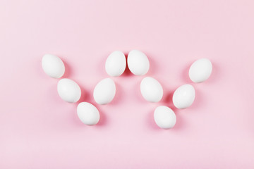 White eggs in form of letter 