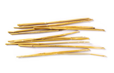 pile straw isolated on white background and texture, top view