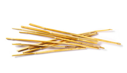 pile straw isolated on white background and texture, top view