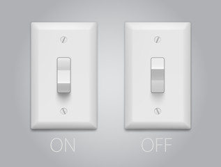 Light switch isolated on gray background. Vector illustration.