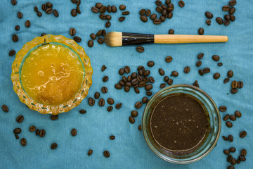 Homemade coffee face mask made out of honey, milk and coffee