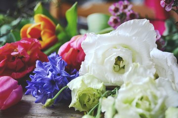 Grußkarte - Frühlingsstrauß - Blumenstrauß bunt