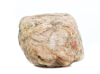 Single natural stone on white background, close-up
