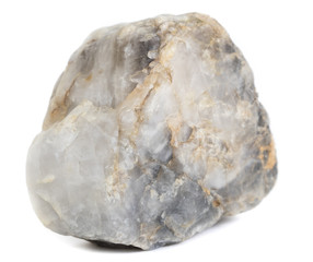 Single natural stone on white background, close-up