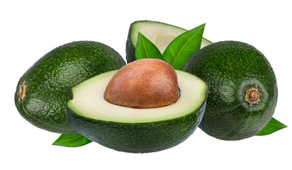 Fresh avocado isolated on white background with clipping path