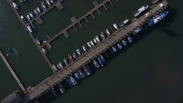 Aerial footage of  the marina at South Queensferry.