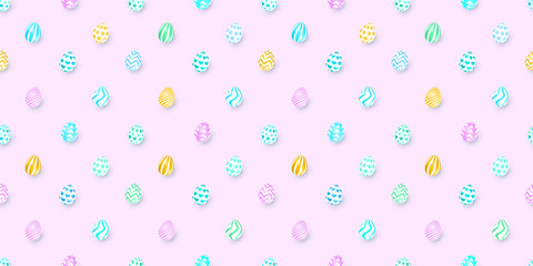Easter Seamless pattern with colorful eggs. Vector illustration. Pattern to design greeting cards, textile