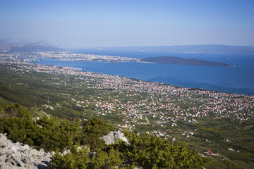 View from Kozjak mountain above Kastela and near Split and Trogir, Croatia