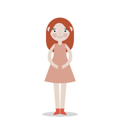 Happy redhead girl in dress blowing vector