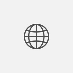 Web earth globe line flat isolated icon