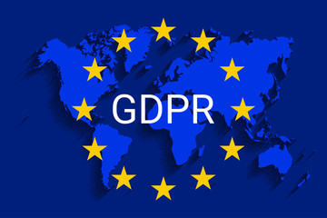 GDPR - General Data Protection Regulation. world map andeu flag. vector