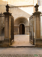 The entrance to the cathedral of Puente la Reina, Spain