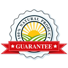 100% Natural Product label illustration
