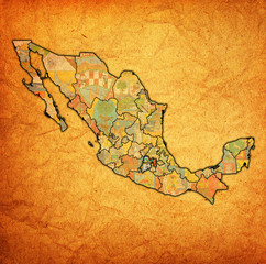 Mexico state on administration map of Mexico