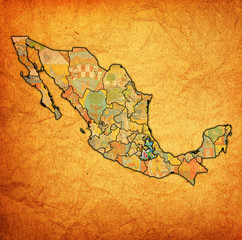 Puebla on administration map of Mexico