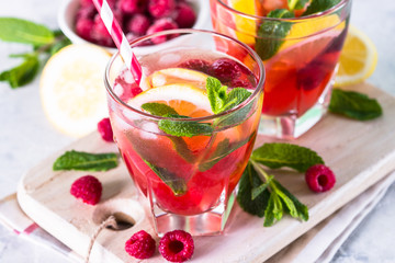 Raspberry lemonade.  Iced summer drink.