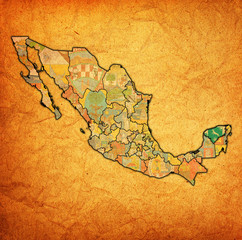 Yucatan on administration map of Mexico