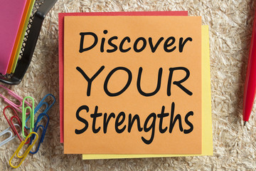 Discover Your Strengths written on note concept - obrazy, fototapety, plakaty