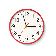 Realistic wall clock on white background. Vector.