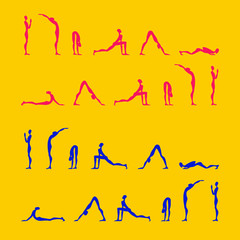 Yoga infographics, Surya Namaskar set, Salutation the Sun