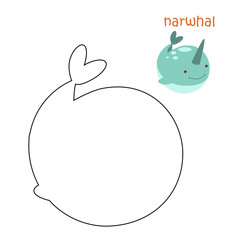 Kids coloring page - narwhal